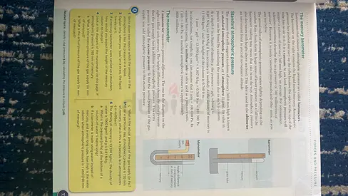Physics textbook page on forces and pressure (single used chapter sheet)