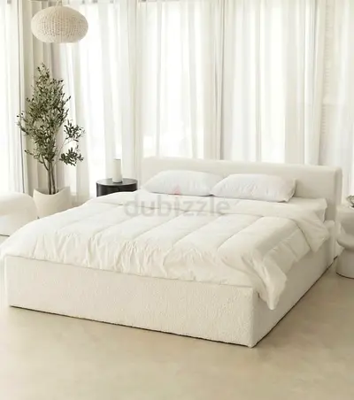 Minimalist Low Platform Queen Bed Frame in White (UAE)