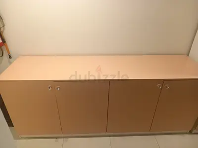 Low Four-Door Storage Cabinet / Sideboard - Light Brown