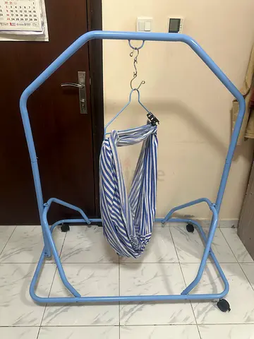 Baby hammock cradle with metal frame - light blue