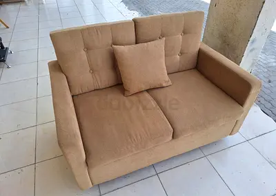 2-Seater Beige Fabric Sofa in Good Condition