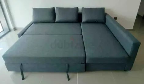IKEA L Shape Sofa cum bed with big storage and you can fix the storage left or right anyside you wan