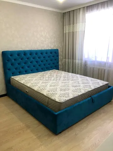 Teal Upholstered King Bed with Storage and Headboard