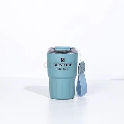BIDSTONE Light Blue Insulated Travel mug with Strap New never opened in the box