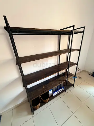Bookshelf book case industrial metal wood