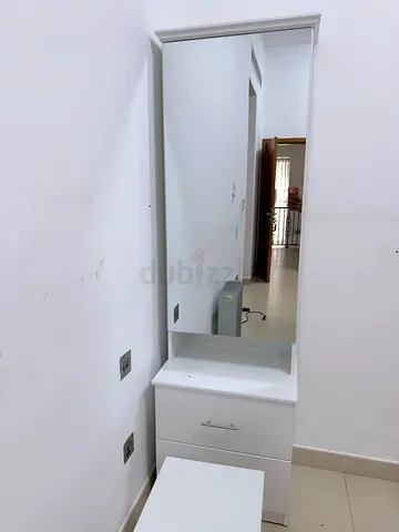 White Vanity Dressing Table with Mirror and Stool