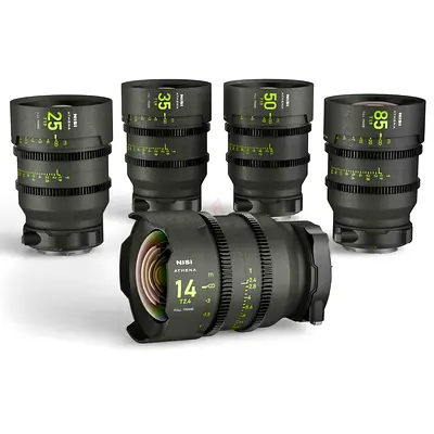 NiSi Athena Cine Prime Lens Kit 5 lenses — 14, 25, 35, 50, 85mm (T1.9/ T2.4) E MOUNT SONY