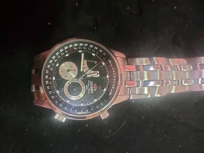 Orient mens stainless steel automatic chronograph watch — good working condition