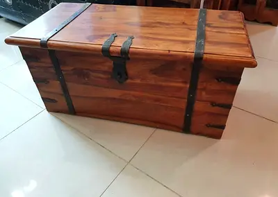 Vintage Wooden Storage Chest with Rustic Charm