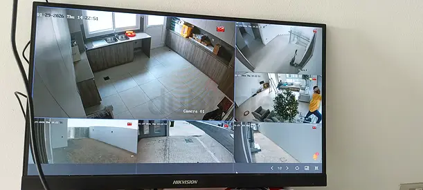 Hikvision 4-Channel CCTV Monitor with Recorded Footage (Working)