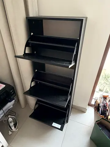 IKEA BISSA 3 Door Shoe Cabinet Black