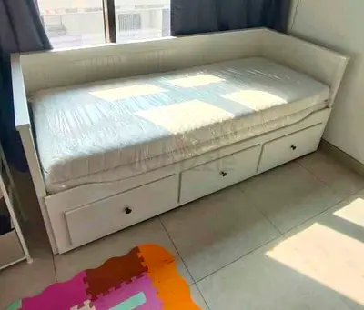 Ikea White Daybed with 3 Under-Drawers and Mattress