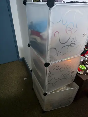 Modular translucent cube storage wardrobe — 3-cube unit