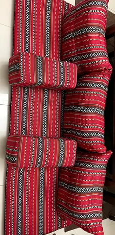 Traditional Red Majlis Floor Seating Set - Cushions and Backrests - قعدة عربي