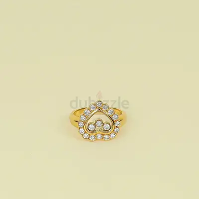 Authentic Chopard 18K Yellow Gold Happy Diamonds Ring 49