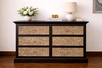 Hand-Carved Solid Wood Antique Chest Of drawers