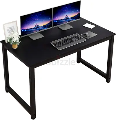 Sturdy Black Computer Desk / Study Table - Simple Modern Design ([L120] x [W60] x [H74]