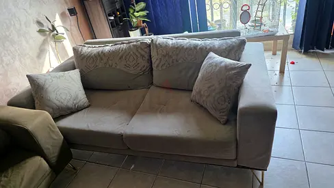 Grey 3-seater sofa with cushions - good condition