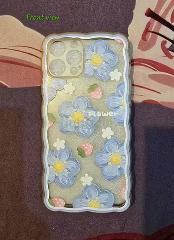 Stylish soft TPU floral strawberry design iphone 12 pro max case with scallop edges for woman