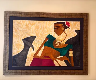 Framed Contemporary indian Woman Painting - Textured Canvas by famous Indian artist Bharti Prajapati