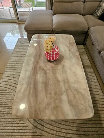 Marble-effect Rectangular Coffee Table Silver Rose Gold
