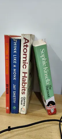 Used paperback bundle: Attitude Is Everything; Think Like a Monk; Atomic Habits; The Burnout