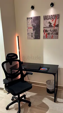 Modern Black Mesh Ergonomic Office Chair with Desk