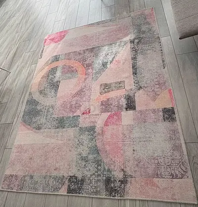 Carpet printed rug size 160x230cm Used Abstract Pink  Grey Area Rug - 4x6 (Approx) Modern Design