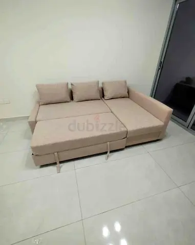 IKEA L Shape Sofa cum bed with big storage and you can fix the storage left or right anyside you wan
