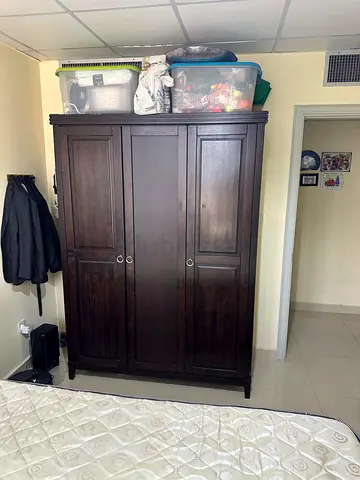 Three door Dark Wood Wardrobe / Storage Cabinet - Good Condition