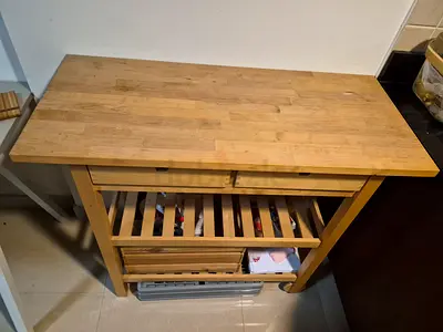 Ikea Frohoja Solid Wood Kitchen Island/Cart with Shelves and Drawers like new