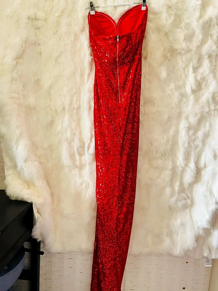 FASION NOVA Red Sequin Strapless Evening Gown | dubizzle Dubai