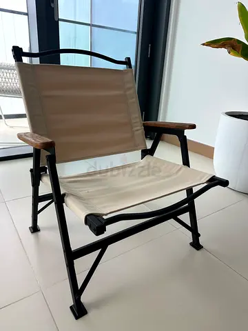 Luxury camping chair in beige and black (set of 2)