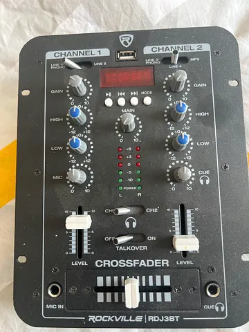 Rockville RDJ3BT Crossfader Mini Mixer - 2-Channel DJ Mixer with USB and Bluetooth compatibility