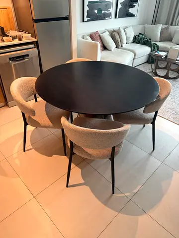 Round Black Solid Wood Dining Table with 4 Chairs - from 2XL