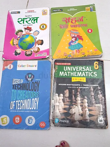 Grade 6 School Books Set — Hindi, Maths, Technology, and Saral Hindi Workbooks