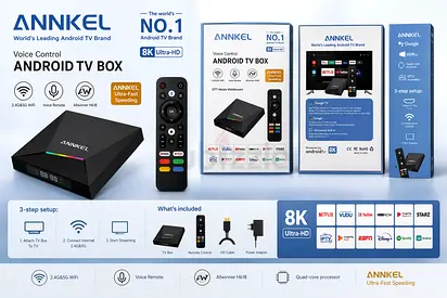 ANNKEL Android TV Box 8K Ultra-HD with Voice Remote (Like New)