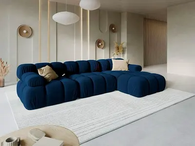 Modern Deep Blue Modular Sofa - Sectional L-Shape