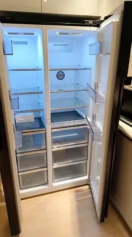 Hitachi black Side-by-side Refrigerator in Excellent Condition — Spacious and LED Lit