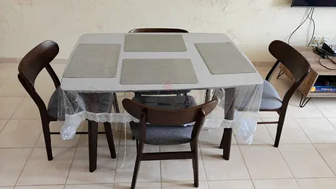 Dining table with 4 chairs - solid wood, good condition