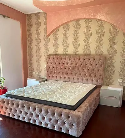 Tufted velvet bed frame  - dusty pink