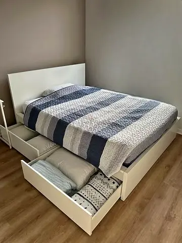 IKEA White MALM Double Storage Bed with IKEA Mattress 140 x 200 cm