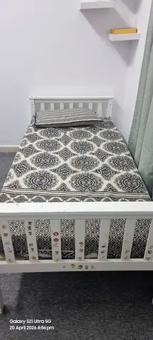 Comfortable Single wooden Bed frame with mattress - good condition