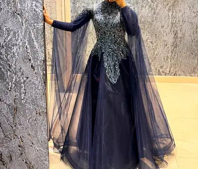 Designer Navy Blue Evening Dress - Perfect Condition - Worn Once