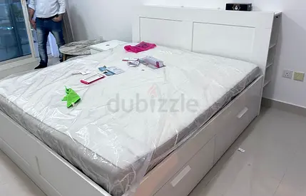 IKEA BRIMNES King Bed with 4 Storage box  Headboard (180x200) Excellent Condition (without matters)