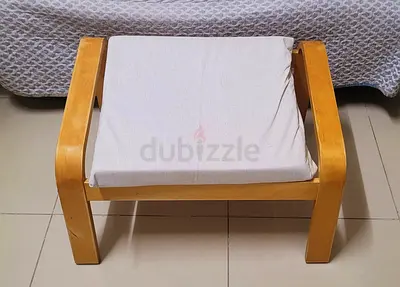 Light Wood Ikea Poang Footstool with Cushion