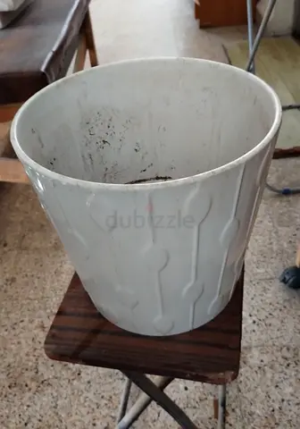 White Ceramic Planter Pot — Medium Size, Used
