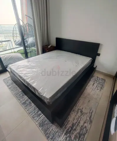 IKEA Malam queen bed frame with 2 storage drawers underneath and with IKEA mattress 160×200cm