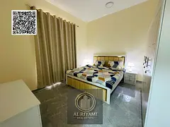 Furnished one-bedroom apartment for rent on Ajman Corniche, prime location.