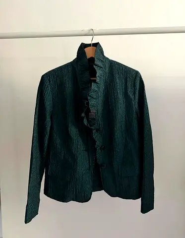 Vintage Ruffled Emerald Blazer